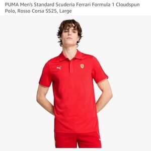 PUMA Ferrari Men's Shirt Standard Formula 1 Cloudspun Polo, Rosso Corsa Large